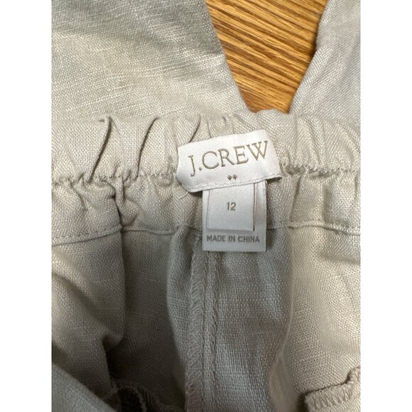 J. Crew Womens Beige Linen-Blend With Elastic Waist & Tie Belt Ankle Pants Sz 12 - Picture 5 of 10